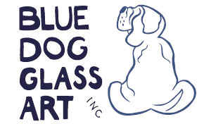 Blue Dog Glass Art